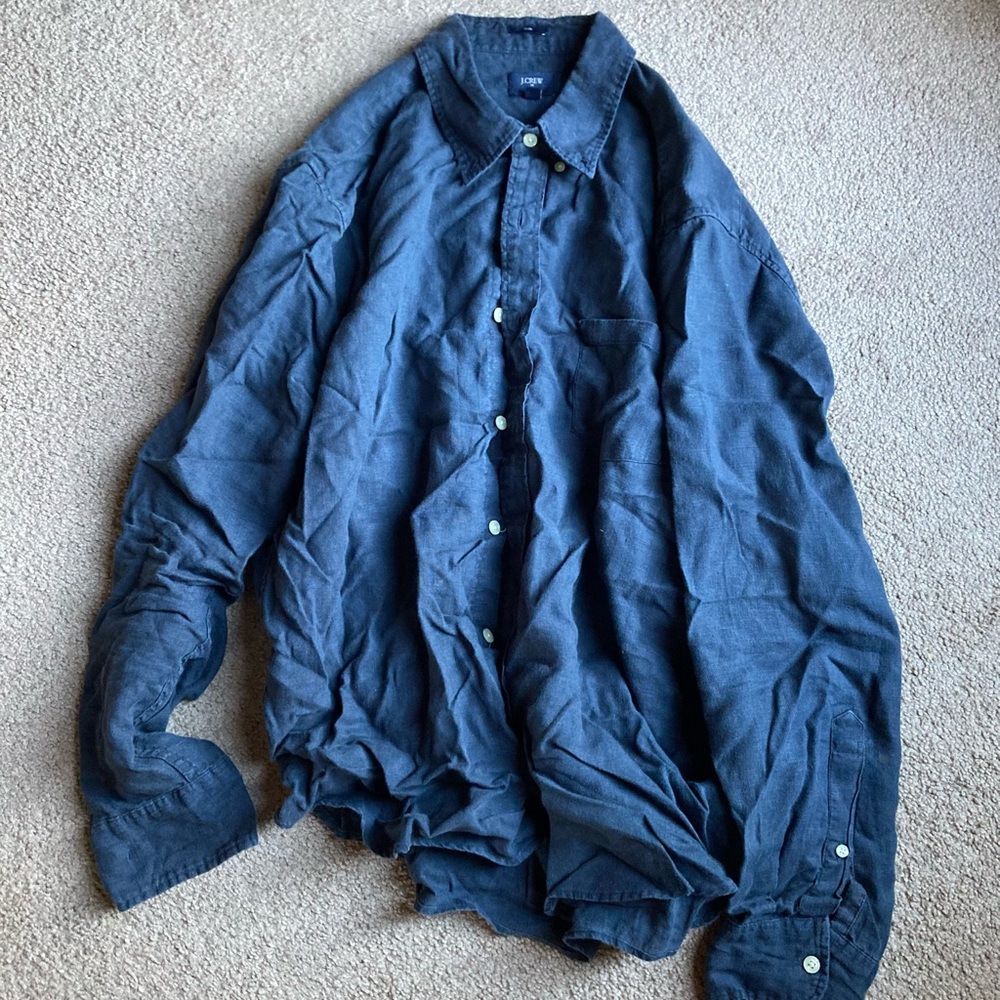 J. Crew Navy Lightweight Linen Shirt